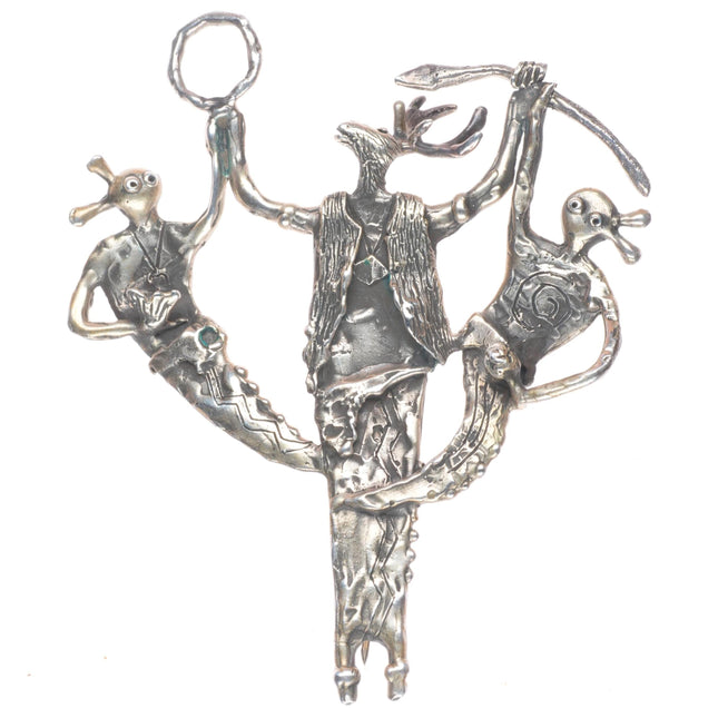 Dee Morris Gathering of the Night Chanters sterling silver pendant/pin/brooch
