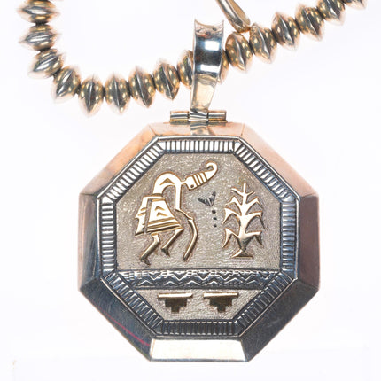 Jack Tom Navajo 14k gold/sterling silver beaded necklace with pendant