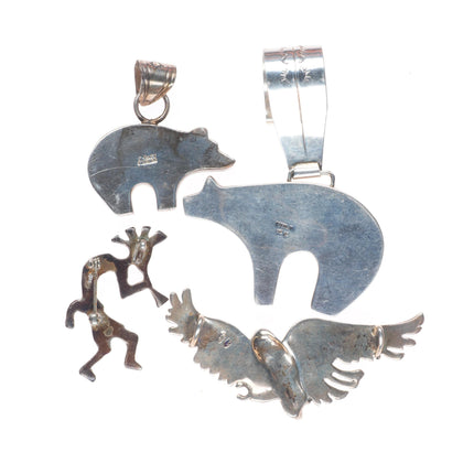vintage southwestern/Navajo sterling silver pendant let Bears, Kokopelli, eagle