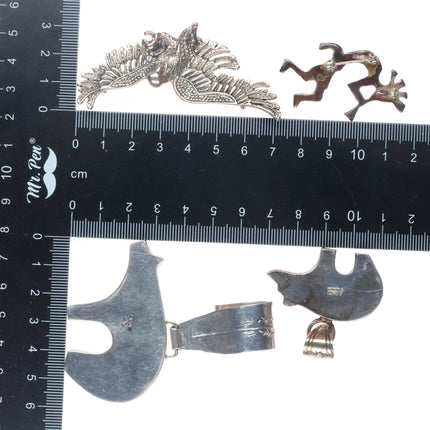 vintage southwestern/Navajo sterling silver pendant let Bears, Kokopelli, eagle