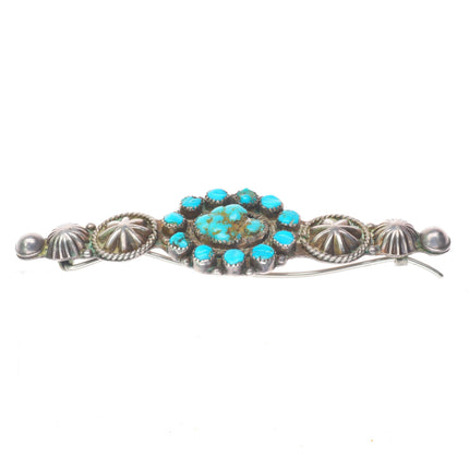 Zuni 30's-40's Sterling silver Satellite turquoise hair pin/barrette