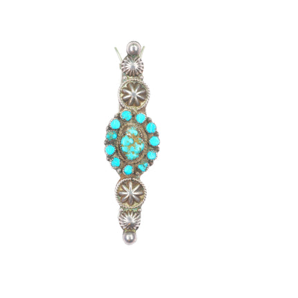 Zuni 30's-40's Sterling silver Satellite turquoise hair pin/barrette