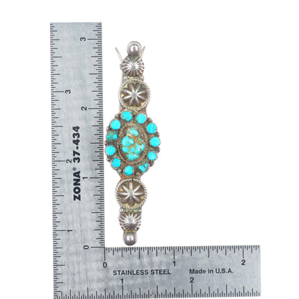 Zuni 30's-40's Sterling silver Satellite turquoise hair pin/barrette