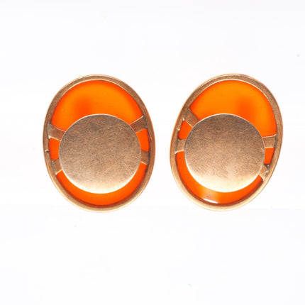 Antique 14k yellow gold Carnelian Agate chicken-rooster cufflinks/buttons