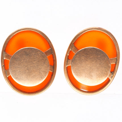 Antique 14k yellow gold Carnelian Agate chicken-rooster cufflinks/buttons