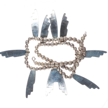 24" Dwayne Lomayestewa Hopi overlay tab necklace sterling silver