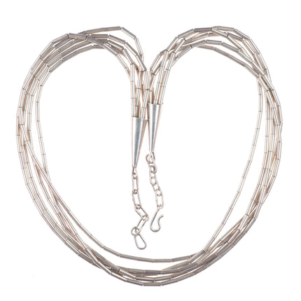 Ed Aguilar Santo Domingo sterling silver thick tube bead liquid silver necklace