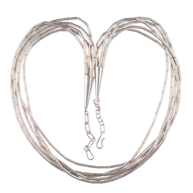 Ed Aguilar Santo Domingo sterling silver thick tube bead liquid silver necklace