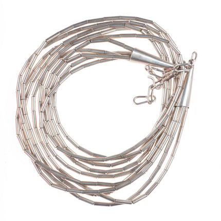 Ed Aguilar Santo Domingo sterling silver thick tube bead liquid silver necklace