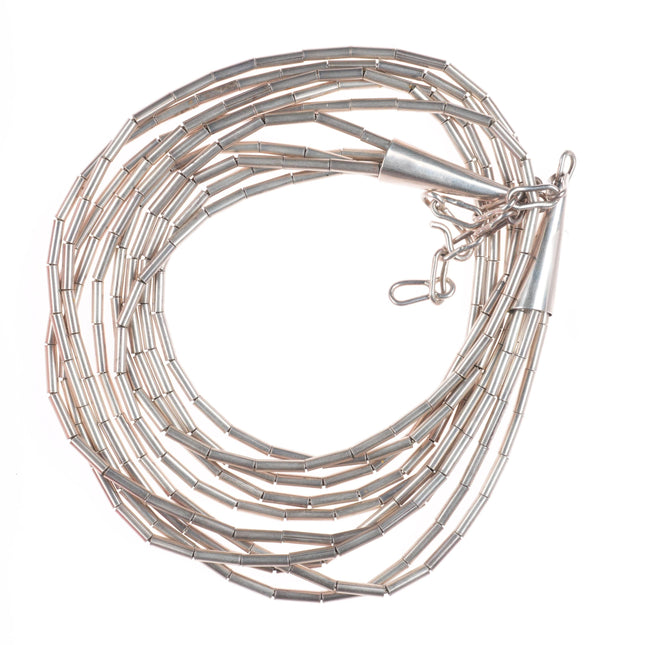 Ed Aguilar Santo Domingo sterling silver thick tube bead liquid silver necklace