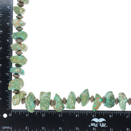 29.5" Vintage navajo sterling silver beaded Kingman turquoise nugget necklace
