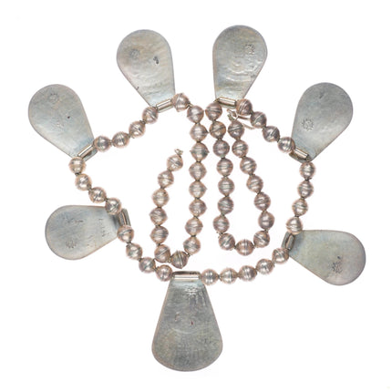 Larry Pooyouma Hopi overlay tab necklace with abstract designs sterling silver