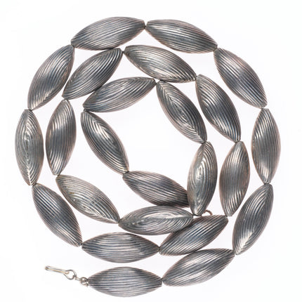 28" Sarah Duboise Navajo pearl sterling silver oval melon beaded necklace