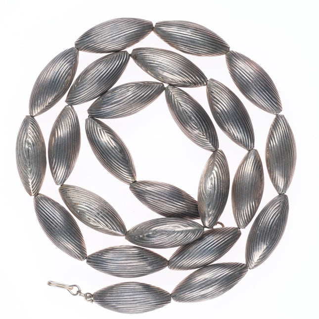 28" Sarah Duboise Navajo pearl sterling silver oval melon beaded necklace