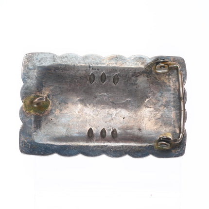 1.5" vintage Navajo deep stamped sterling silver rectangular belt buckle