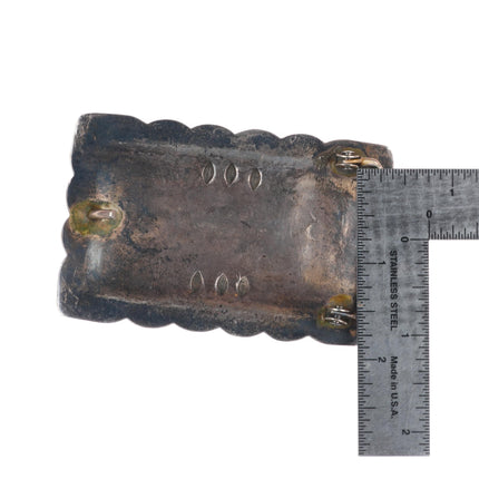 1.5" vintage Navajo deep stamped sterling silver rectangular belt buckle