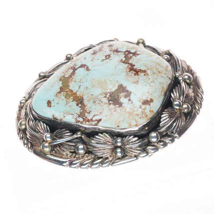 1.5" vintage Pete Sanchez Navajo Dry Creek Turquoise sterling silver belt buckle