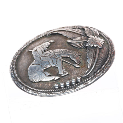1.25" Maria Platero Navajo sterling silver "End of the Trail" belt buckle