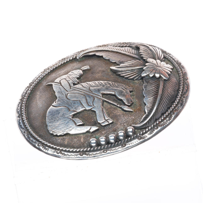 1.25" Maria Platero Navajo sterling silver "End of the Trail" belt buckle