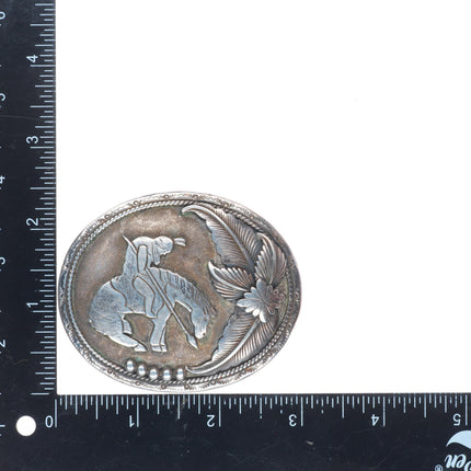 1.25" Maria Platero Navajo sterling silver "End of the Trail" belt buckle