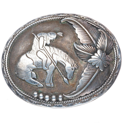 1.25" Maria Platero Navajo sterling silver "End of the Trail" belt buckle
