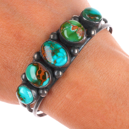 6.4" Bighand Navajo high grade Royston turquoise sterling silver cuff bracelet