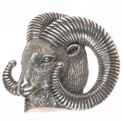 1.25" Wilson sterling silver Bighorn Sheep Ram southwestern belt buckle