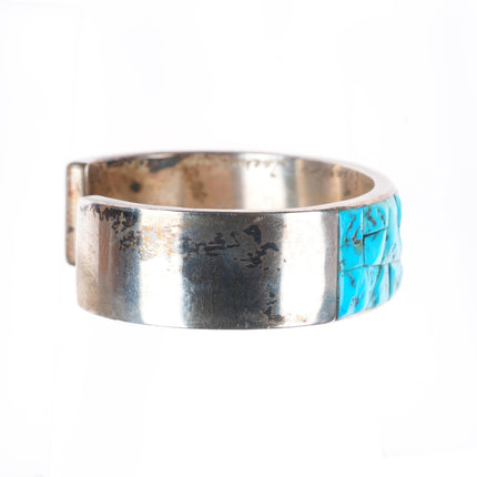 6.3" Griffin-Evangeline Tsabetsaye Zuni cobblestone turquoise cuff bracelet
