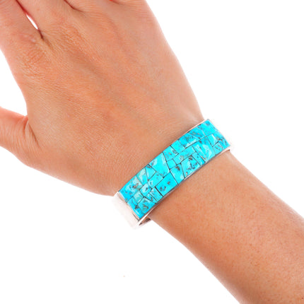 6.3" Griffin-Evangeline Tsabetsaye Zuni cobblestone turquoise cuff bracelet