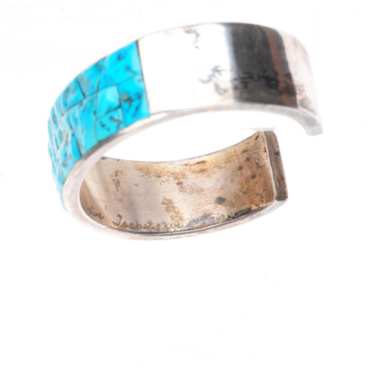 6.3" Griffin-Evangeline Tsabetsaye Zuni cobblestone turquoise cuff bracelet