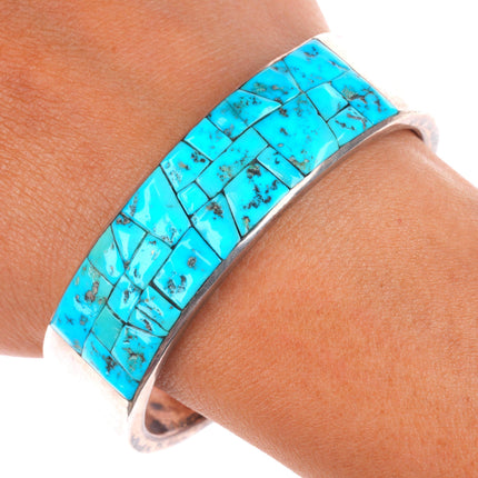 6.3" Griffin-Evangeline Tsabetsaye Zuni cobblestone turquoise cuff bracelet