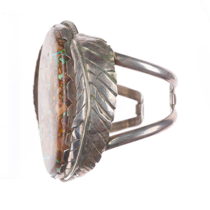 7.1" vintage Villa Grove boulder turquoise sterling silver Navajo cuff bracelet