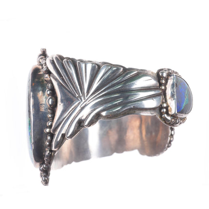 8" Vintage southwestern sterling silver azurite stone terminals cuff bracelet