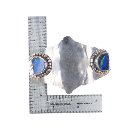 8" Vintage southwestern sterling silver azurite stone terminals cuff bracelet