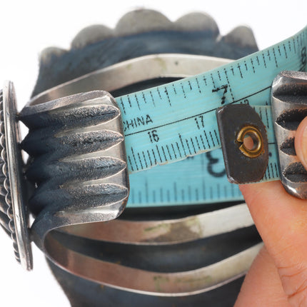 6.9" Hemerson Brown Navajo sterling silver spiderweb turquoise cuff bracelet