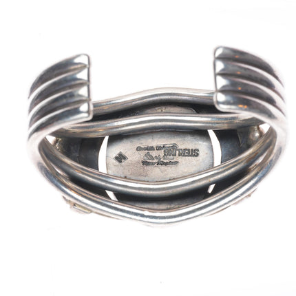 6.2" Orville Tsinnie Navajo sterling silver cuff bracelet with nice turquoise