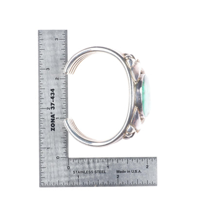6.2" Orville Tsinnie Navajo sterling silver cuff bracelet with nice turquoise