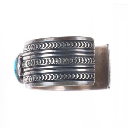 6.55" Gary Reeves Navajo sterling silver high grade turquoise cuff bracelet