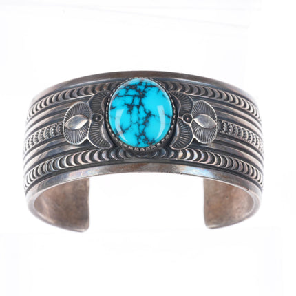 6.55" Gary Reeves Navajo sterling silver high grade turquoise cuff bracelet