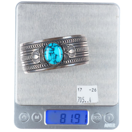 6.55" Gary Reeves Navajo sterling silver high grade turquoise cuff bracelet