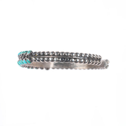 6.25" 30's-40's Zuni vintage sterling silver snake eye turquoise cuff bracelet
