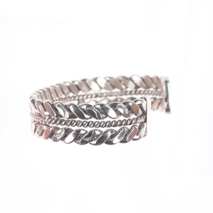 6.1" Vintage Navajo sterling braided rope stamped cuff bracelet