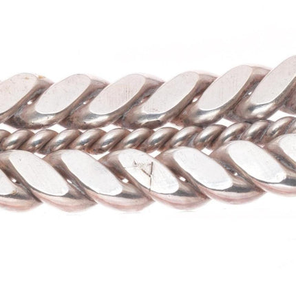 6.1" Vintage Navajo sterling braided rope stamped cuff bracelet