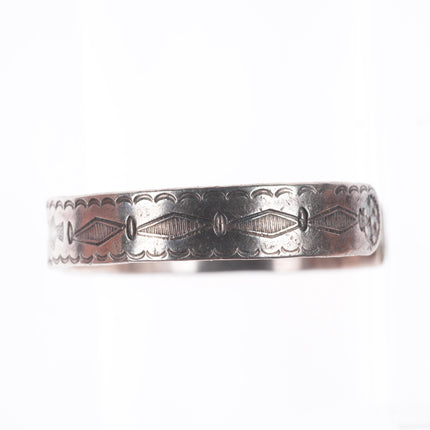 6.7" c1930's Vintage Navajo ingot silver fish stamped stacker cuff bracelet