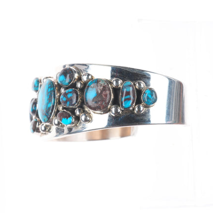 7.3" Eugene Belone Navajo Bisbee Turquoise sterling silver cuff bracelet