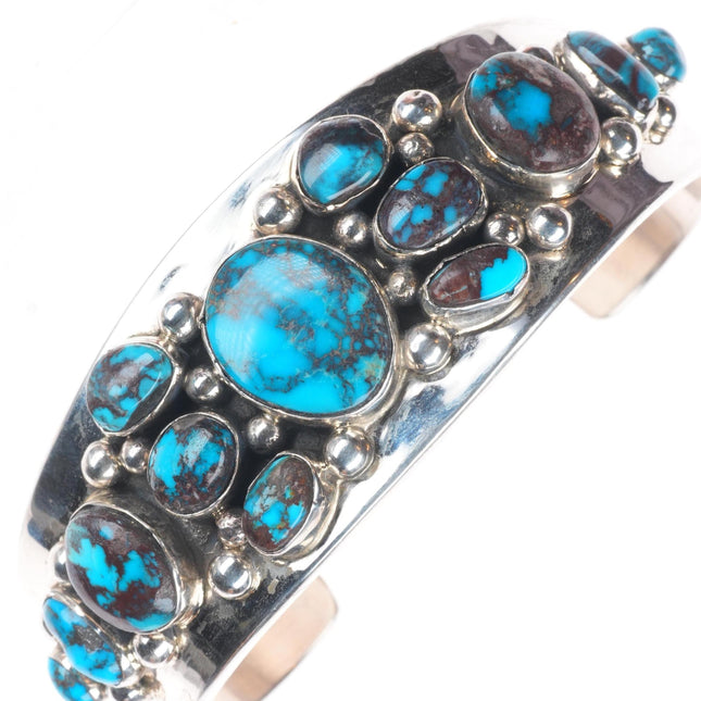 7.3" Eugene Belone Navajo Bisbee Turquoise sterling silver cuff bracelet