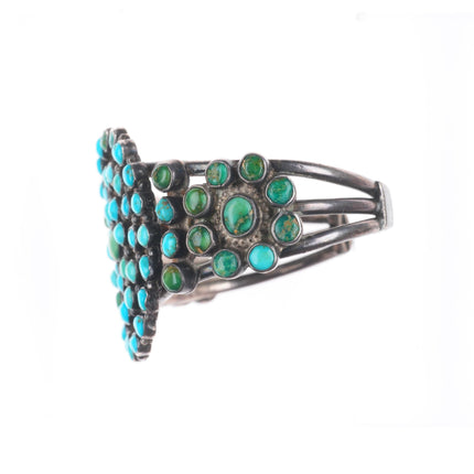 6.25" 1930's-40's Vintage Zuni sterling silver snake eye turquoise cuff bracelet