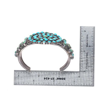 6.25" 1930's-40's Vintage Zuni sterling silver snake eye turquoise cuff bracelet