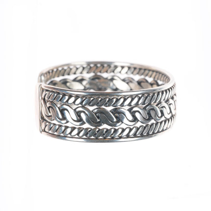 6.1" vintage HRM Navajo sterling silver twisted braided wire cuff bracelet