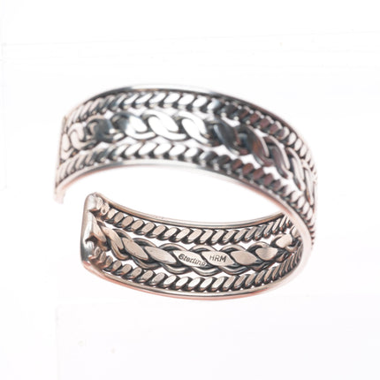 6.1" vintage HRM Navajo sterling silver twisted braided wire cuff bracelet